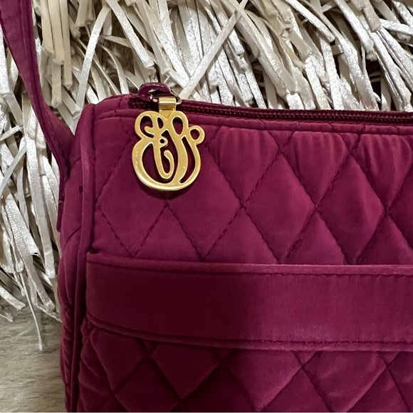 VERA BRADLEY Microfiber Hawthorn Rose Pink Small Shoulder Bag Quilted Baguette - Picture 3 of 11